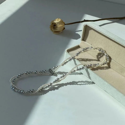 New Imitation Pearl Wrapped Necklace for Women Double Layer Magnetic Buckle Neck Chain Choker Necklace Jewelry Gift