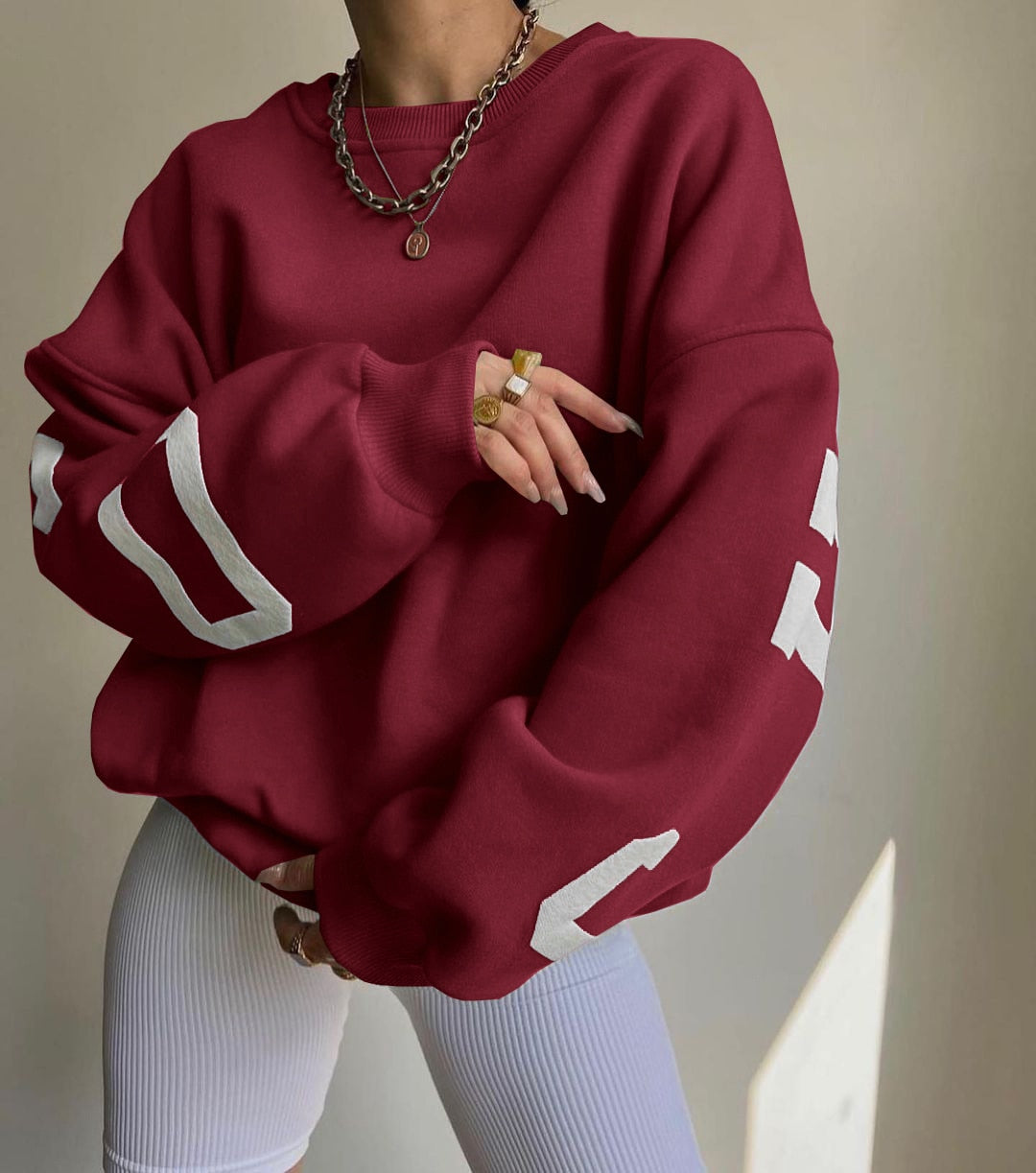 Women Letter Print Pullovers Autumn Korean Harajuku Oversized Long Sleeve Sportswear Tops Female Casual O-Neck Sweatshirts