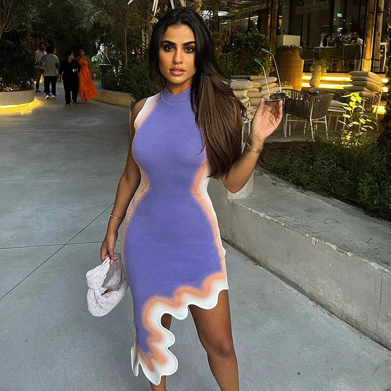 Women Fashion Party Club Bodycon Streetwear Purple Mini Dress Summer Autumn Clothes Wholesale Items For Business