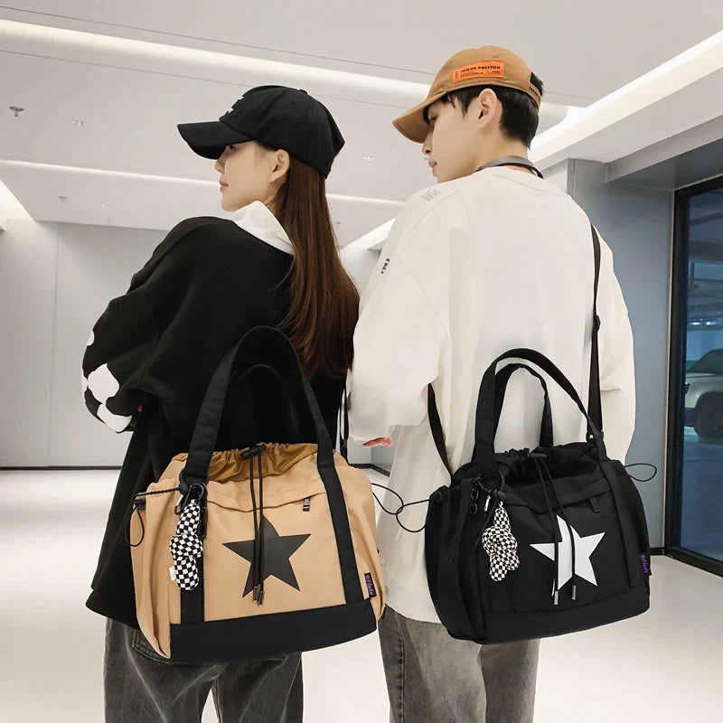 Pentagram Prints Nylon Fabric Crossbody Bags For Women Splash-proof Unisex Handbag Big Capacity Shopper Shoulder Bucket Bag