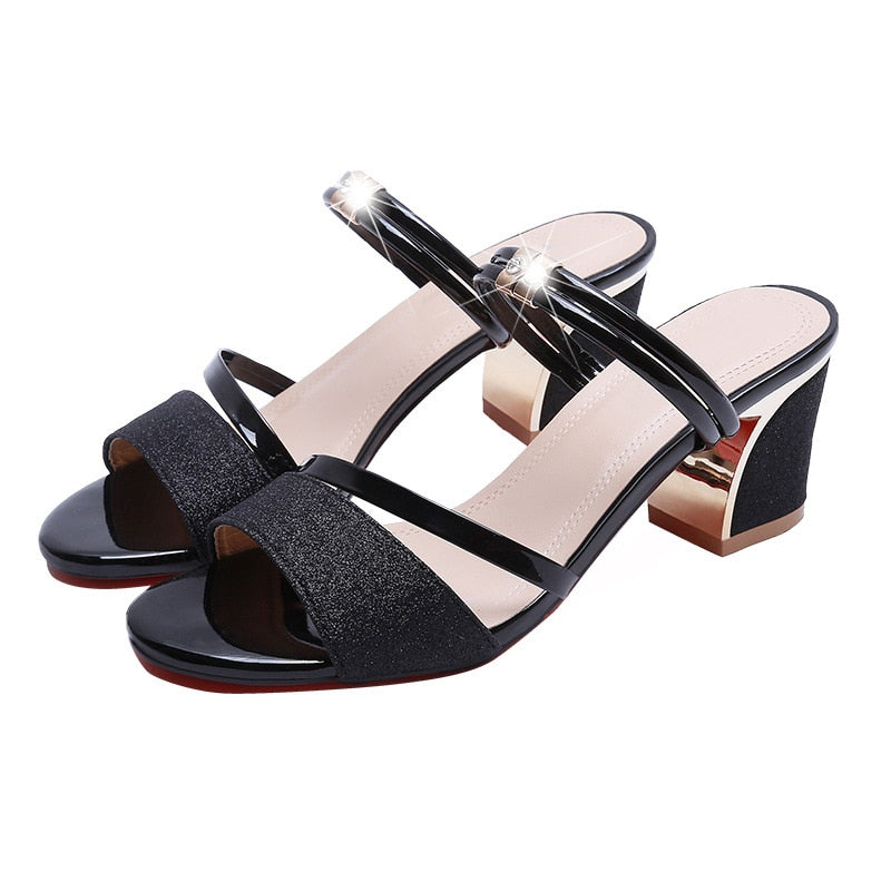 High Heel Sandals Women Shoes Peep toe Square Heels Ladies Sandals Summer Shoes Woman Fashion Heel 6cm A645