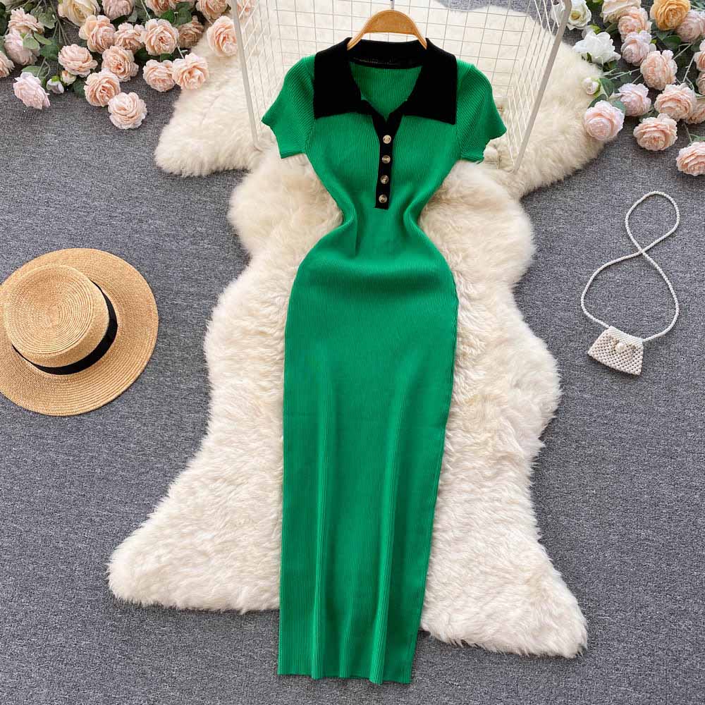 Chic Sexy Elegant Crochet Bodycon Midi Dress V Neck Turn Down Collar Slim Wrap Pencil Dress Korean Fashion Women Vestido New Y2k