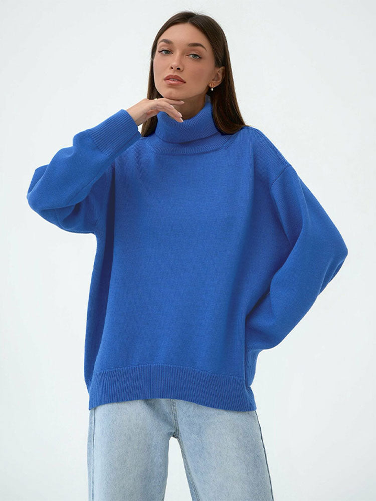 Fashion Solid Turtleneck Sweater Women Loose Long Sleeve Knitted Pullover New Autumn Winter Casual Female Thick Warm Tops