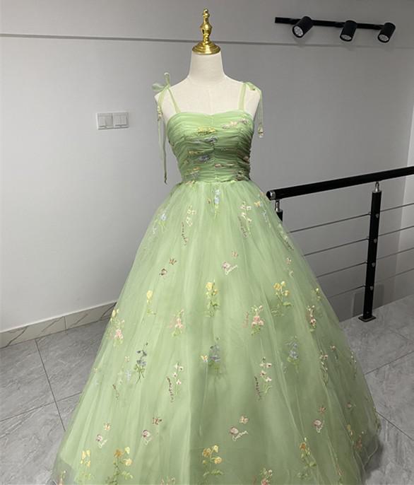 Fashion Spaghetti Strap Quinceanera Dresses New Champagne Colorful Floral Tulle Ball Gown Simple Sweet Fairy Vestido De Baile