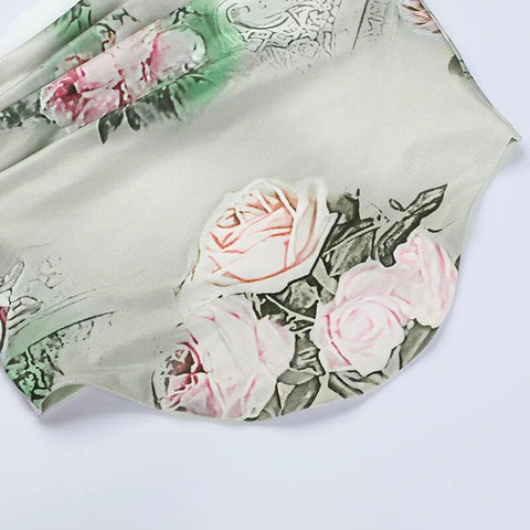 Sexy summer suit Rose printed cultivate one's morality fashion suits Condole belt vest Tall waist sexy open fork skirt