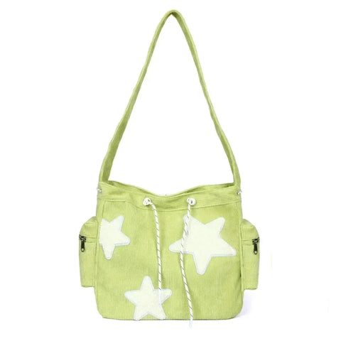 Girls Cute Star Print Shoulder Bags Women Japanese Casual Fashion Crossbody Bag Y2k Streetwear Tote Bags for College Student