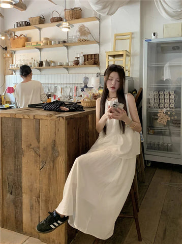 Summer New Small Fresh Simple Holiday Wind Breathable Cool Linen White High-waisted Skirt Women