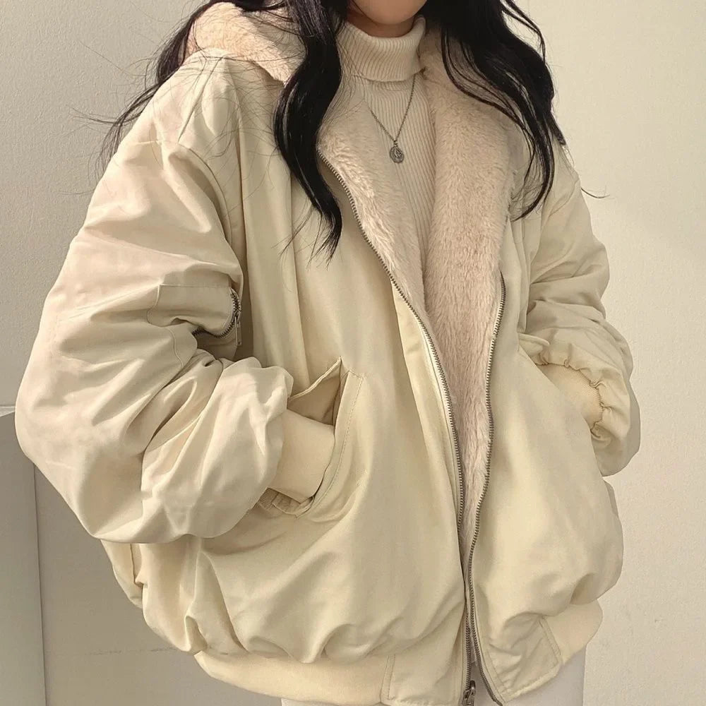 New Winter Jacket Women Parkas Warm Casual Clothes Long Jackets Both Sides Wear Hooded Fleece Thickened Parka Female