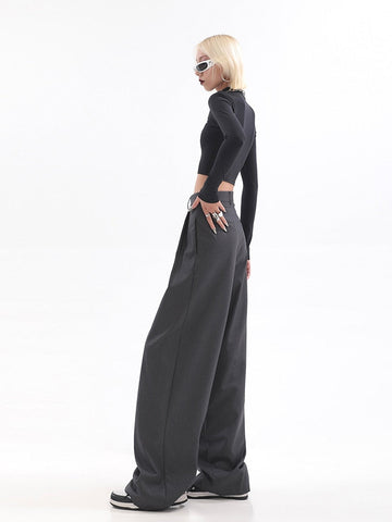 Baggy Loose Wide Leg Pants Straight Women Spring Summer Pleated Solid Color Long Trousers New Y2K Streetwear Korean Fashion