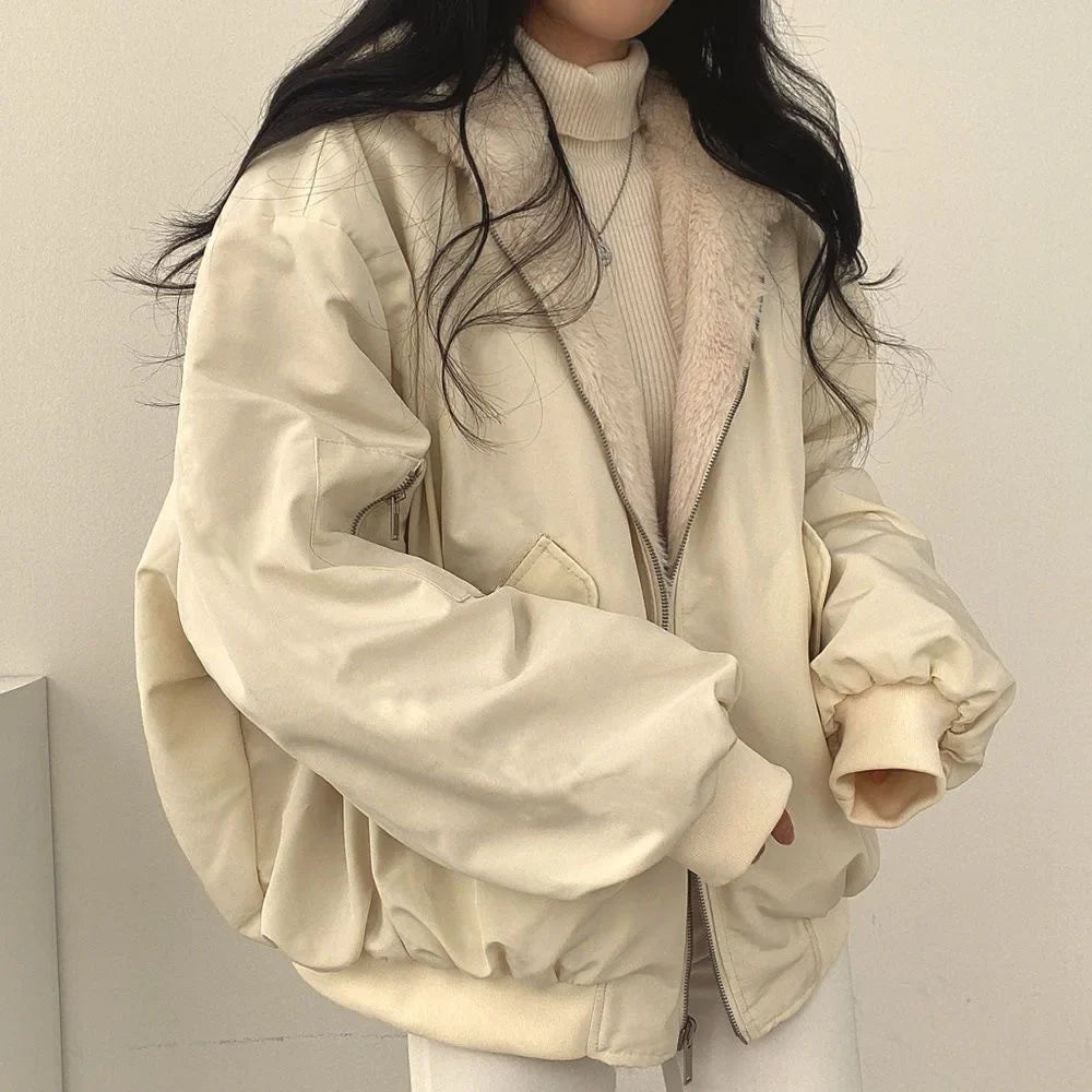 New Winter Jacket Women Parkas Warm Casual Clothes Long Jackets Both Sides Wear Hooded Fleece Thickened Parka Female