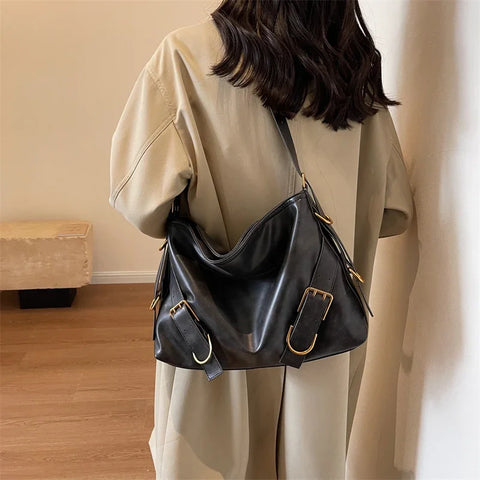 Design Belt Buckle Shoulder Bags for Women Leather Female Trend Winter Fashion Crossbody Bag Handbags and Purse