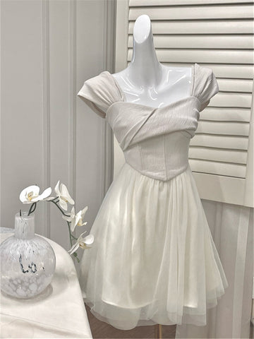 Dress For Women Summer New French Elegant Luxury Mesh Vestidos Mujer Fairycore White Maxi Evening Party Female Clothes