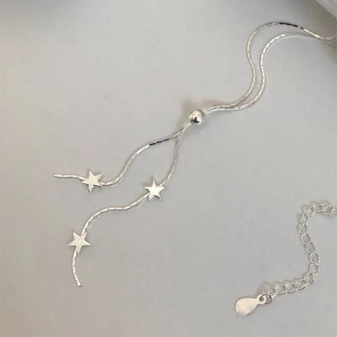 925 Sterling Silver Star Necklace Simple Adjustable Length Charm Pendant Joker Choker Birthday Gift To Women Free Of Freight