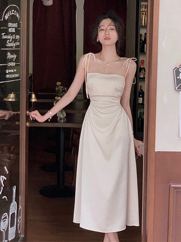 Women Summer Sexy Spaghetti Strap Midi Dress Sleeveless Slim One Piece Vestidos Lady Fashion Prom Clothes