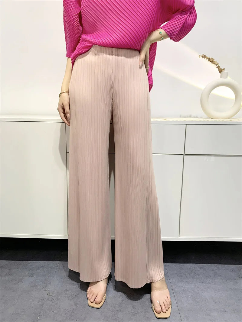 Summer Pants Women's Comfortable Casual New Loose Straight Leg Pants Wide Leg High Waist Slim Pleated Pants