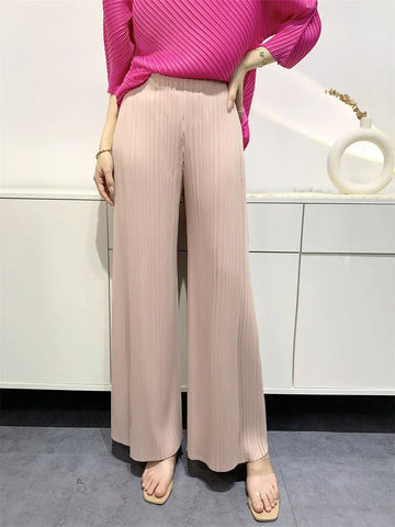 Summer Pants Women's Comfortable Casual New Loose Straight Leg Pants Wide Leg High Waist Slim Pleated Pants