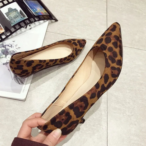 Fashion Office Lady Shoes Women Low Heels Pointed toe Fashion Brand Women Pumps Woman High Heels Black Red Leopard Shoes Shallow