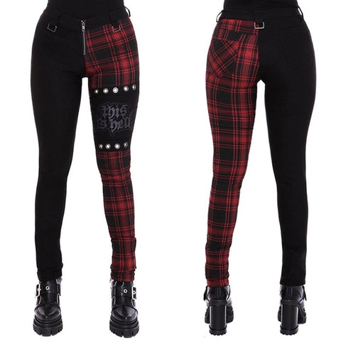 Plaid Pants Women High Waist Y2k Punk Pant Summer Spring  Streetwear Woman Fashion Slin Fit Patchwork Zipper Gothic PantsPbong mid size graduation outfit romantic style teen swag clean girl ideas 90s latina aesthetic