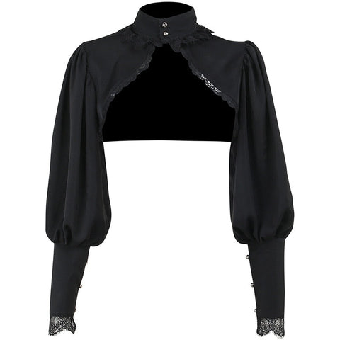 Gothic Lantern Sleeve Smock High Street Sexy Black Winter Long Sleeve Crop Top Aesthetic Fairy