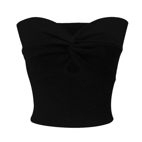 Knit Tube Tops Women White Strapless Corset Tops Summer Basic Backless Off Shoulder Crop Top Bustier Casual Streetwear