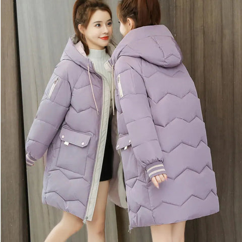 Winter Women Jacket Coats Long Parkas Female Down Cotton Hooded Overcoat Thick Warm Jackets Windproof Casual Student Coat
