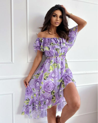 Floral Print Sexy Backless Ruffles Summer Casual Party Dresses Womens Cortos Boho Vestidos Femininos Elegante Soltinho