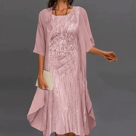 Women's Two Piece Dress Set Casual Dress Lace Dress Outdoor Daily Fashion Elegant Lace Embroidered Midi Dress Crew Neck 3/4 Length Sleeve Floral Regular Fit Pink Summer Spring S M L XL XXL