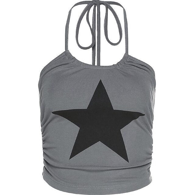 Gothic Camisole Halter Crop Top Tee Print Crop Top For Women's Adults' Hot Stamping 100% Polyester
