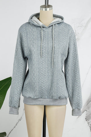 Pbong - Grey Casual Solid Basic Hooded Collar Tops