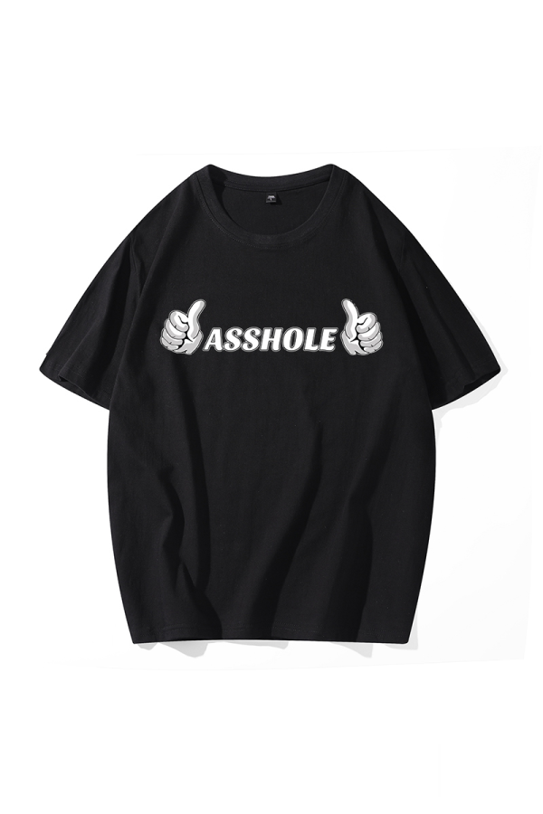 Pbong - Black Street Daily Print Patchwork Letter O Neck Tops