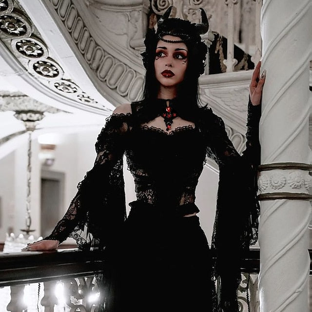 Goth Girl Gothic Lolita Sexy Y2K Year 2000 Masquerade Shawls Women's Costume Vintage Cosplay Party / Evening Shawl Masquerade