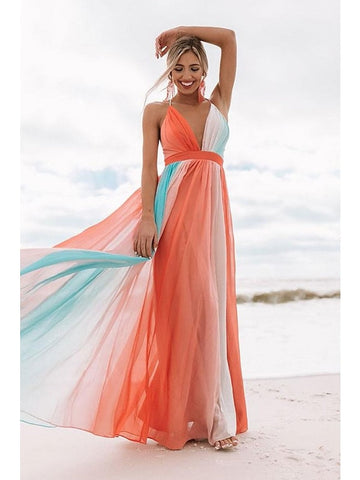 Women's Casual Dress Swing Dress Long Dress Maxi Dress Rainbow colors Sleeveless Spring Summer S M L XL XXL