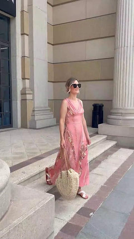 Women's Long Dress Maxi Dress Casual Dress Swing Dress A Line Dress Ombre Fashion Streetwear Outdoor Daily Date Print Sleeveless V Neck Dress Regular Fit White Pink Red Summer Spring S M L XL XXL