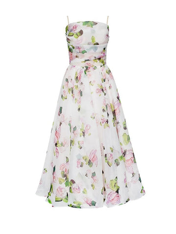 Women's Party Dress Wedding Guest Slip Dress Midi Dress Green Purple Pink Sleeveless Floral Print Spring Summer Spaghetti Strap Modern Party XS S M L XL XXL
