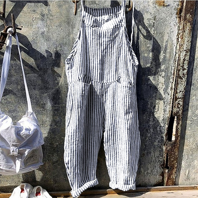 Women's Casual Streetwear School Casual Daily  Black and white plaid Blue and white plaid Yellow plaid Loose Overall Stripes Lattice