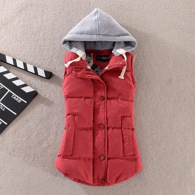 Plus Size 6XL Autumn Woman Winter Warm Down Vests Female Oversized Thick Women Removable Hooded Waistcoat