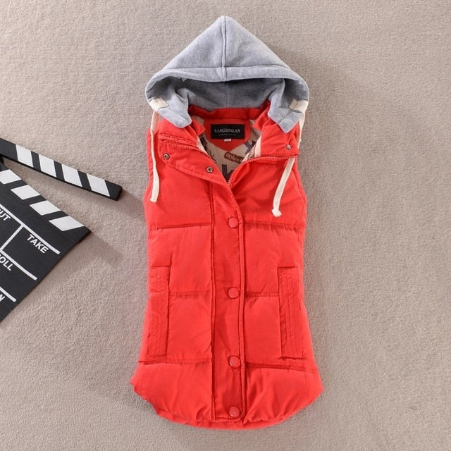 Plus Size 6XL Autumn Woman Winter Warm Down Vests Female Oversized Thick Women Removable Hooded Waistcoat