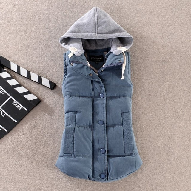 Plus Size 6XL Autumn Woman Winter Warm Down Vests Female Oversized Thick Women Removable Hooded Waistcoat