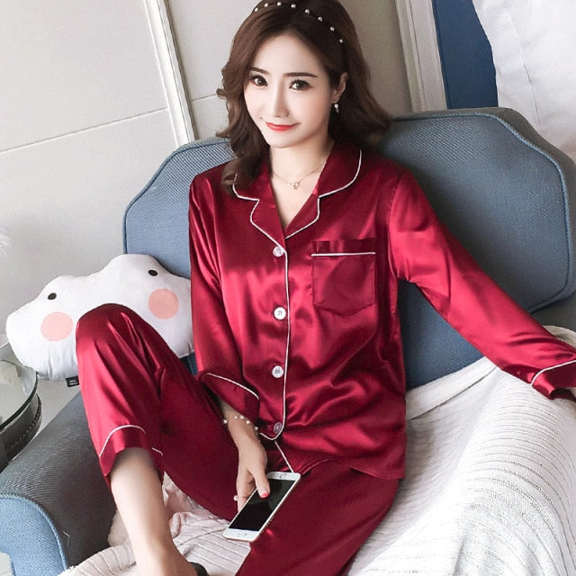 Short Sleeve Silk Pajamas Spring Women Summer Pajama Sets Silk Pijama Sleepwear Pyjamas Plus Size 3XL 4XL 5XL 85kg Nightwear Set