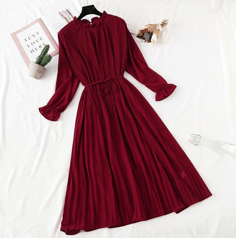 Elegant Polka Dot Women Dress Female Casual Flare Sleeve Office Chiffon Dot Print Dresses A-line Vintage Sweet Clothing Vestidos