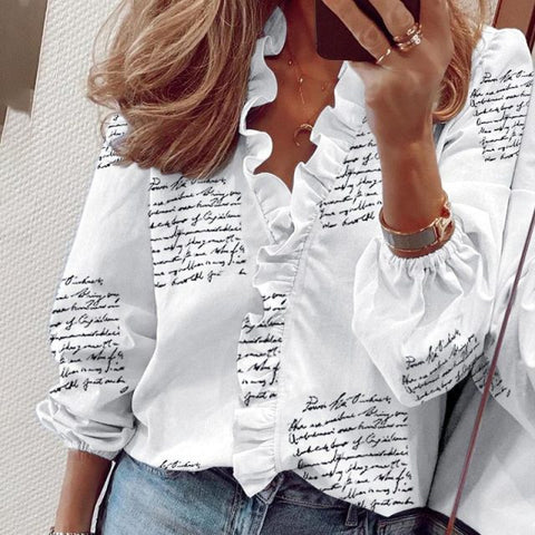 Elegant Boho Floral Print Slim Shirt Office Lady Retro Tops Women Casual Short Sleeve Sexy V-neck Ruffles Blouse Summer