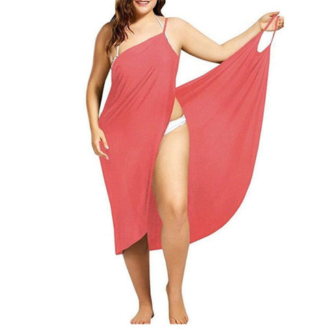 Oufisun Women Plus Size Pareo Beach Cover Up Wrap Dress Bikini Bathing Suit Femme Robe De Plage Beachwear Femme Tunic Kaftan