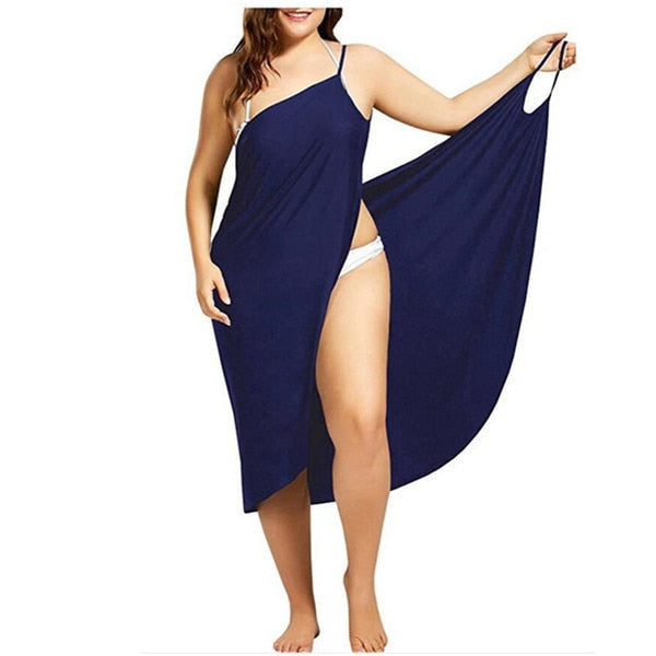 Oufisun Women Plus Size Pareo Beach Cover Up Wrap Dress Bikini Bathing Suit Femme Robe De Plage Beachwear Femme Tunic Kaftan