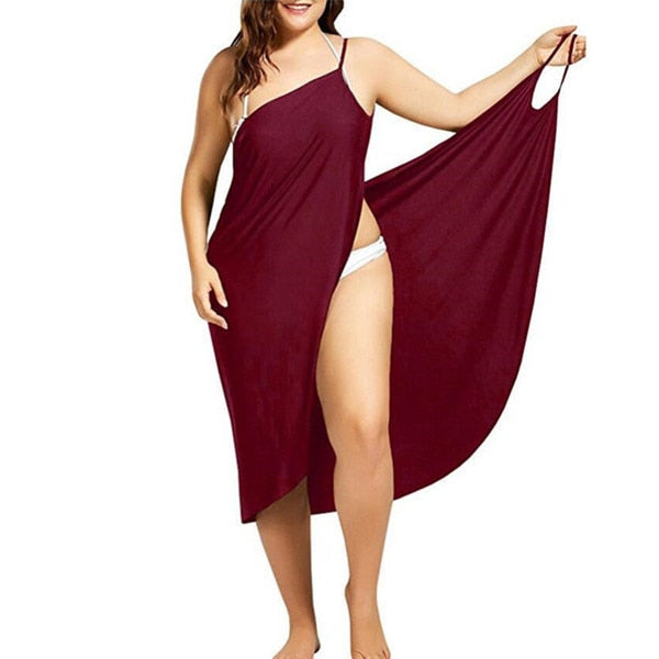 Oufisun Women Plus Size Pareo Beach Cover Up Wrap Dress Bikini Bathing Suit Femme Robe De Plage Beachwear Femme Tunic Kaftan