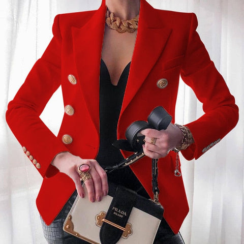 Women's New Solid Color Fashion Sexy Multi Buttons Summer And Autumn Casual Suit Office Wear Elegant Short Coat FC996