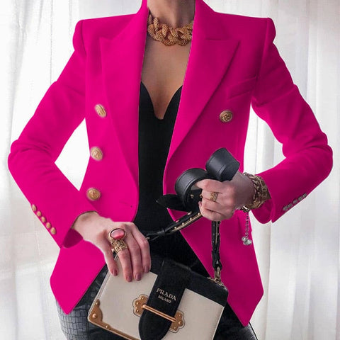 Women's New Solid Color Fashion Sexy Multi Buttons Summer And Autumn Casual Suit Office Wear Elegant Short Coat FC996