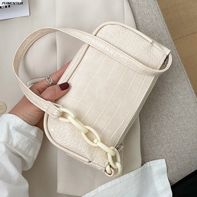 PUIMENTIUA Retro Alligator Pattern Women Messenger Handbags sac PU Leather Street Casual Solid Zipper Shoulder Bags Bolsa Mujer