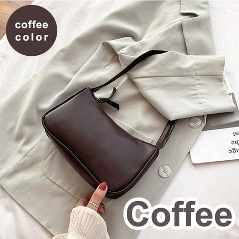 Soft PU Leather Women Purple Underarm Bag Retro Solid Color Ladies Baguette Handbags Fashion Design Girls Small Shoulder Bags