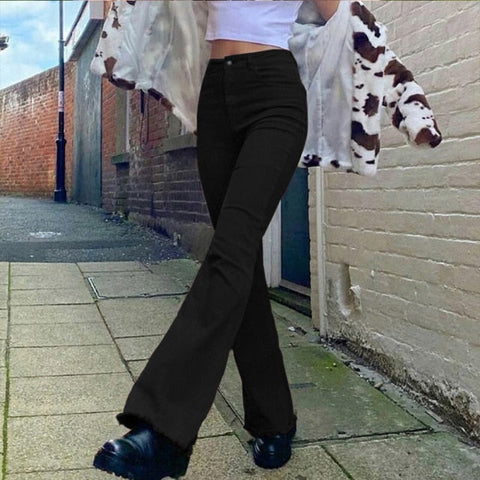 Women's jeans woman high waist Flared Jeans Khaki Black Brown Pants Women's pants for women clothing trouser Jean women trousers