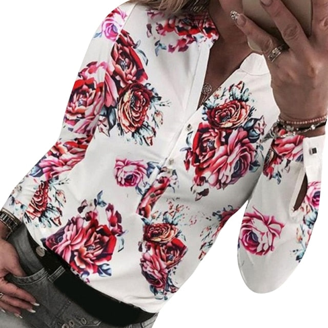 Women's Shirts Floral Blouse Long Sleeve Shirts Women Camisas Femininas Printing Button Women's Shirts For Spring Tops Blouse